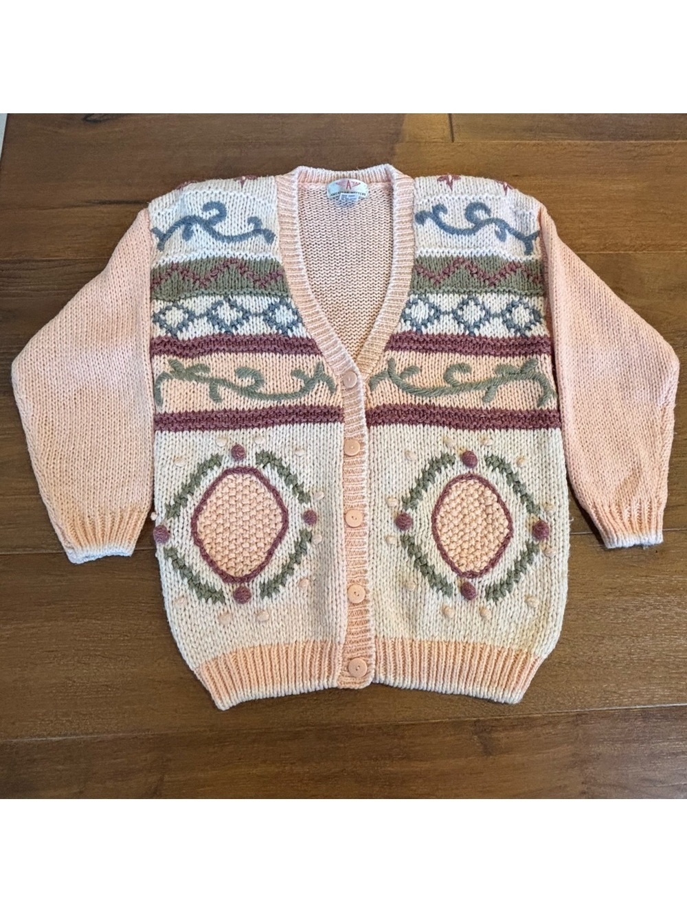 Vintage 80’s American Weekend, Women’s Spring Cardigan, Medium, Grandmacore